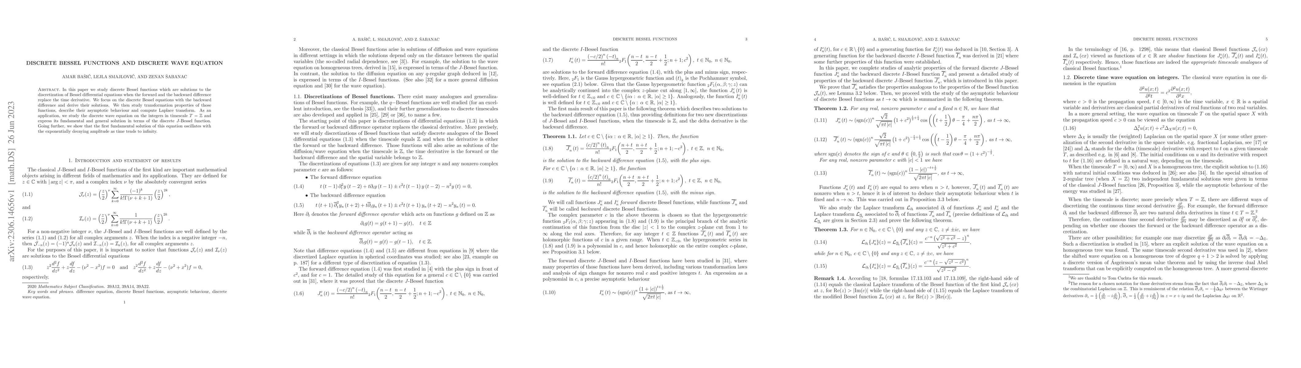 Thumbnail for Discrete Bessel functions and discrete wave equation