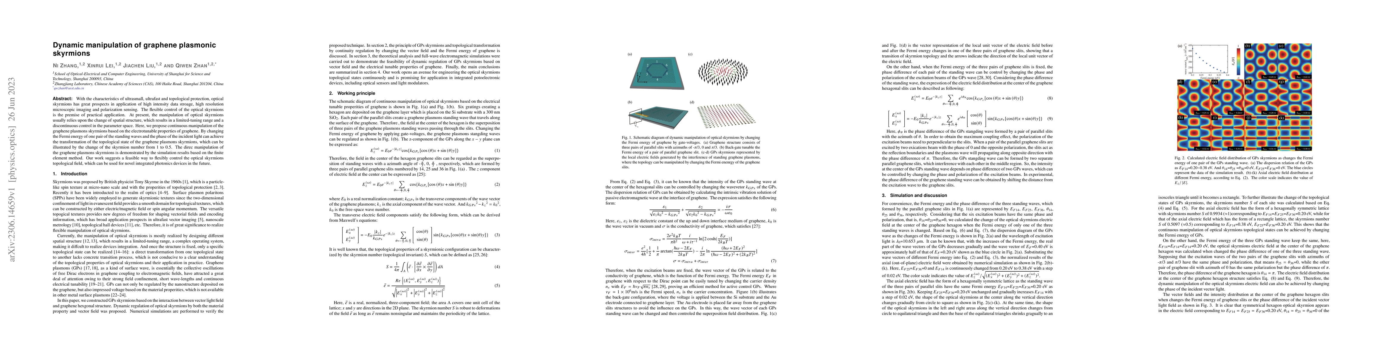 Thumbnail for Dynamic manipulation of graphene plasmonic skyrmions