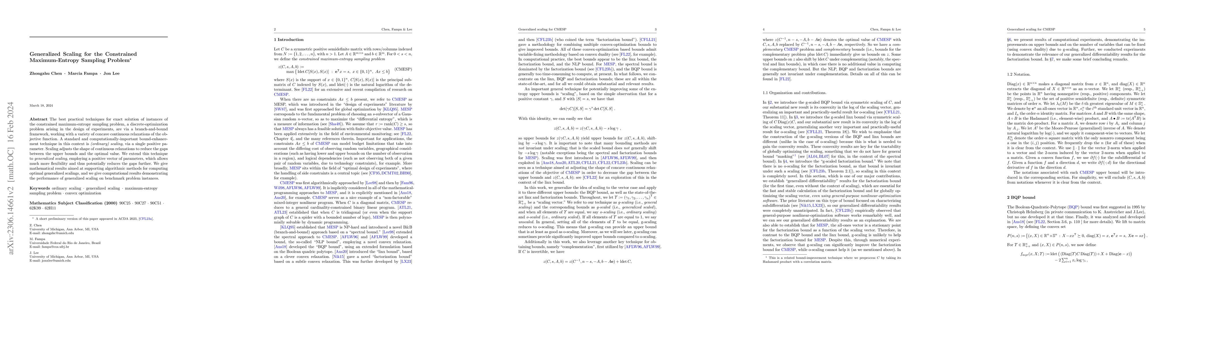 Thumbnail for Generalized Scaling for the Constrained Maximum-Entropy Sampling Problem