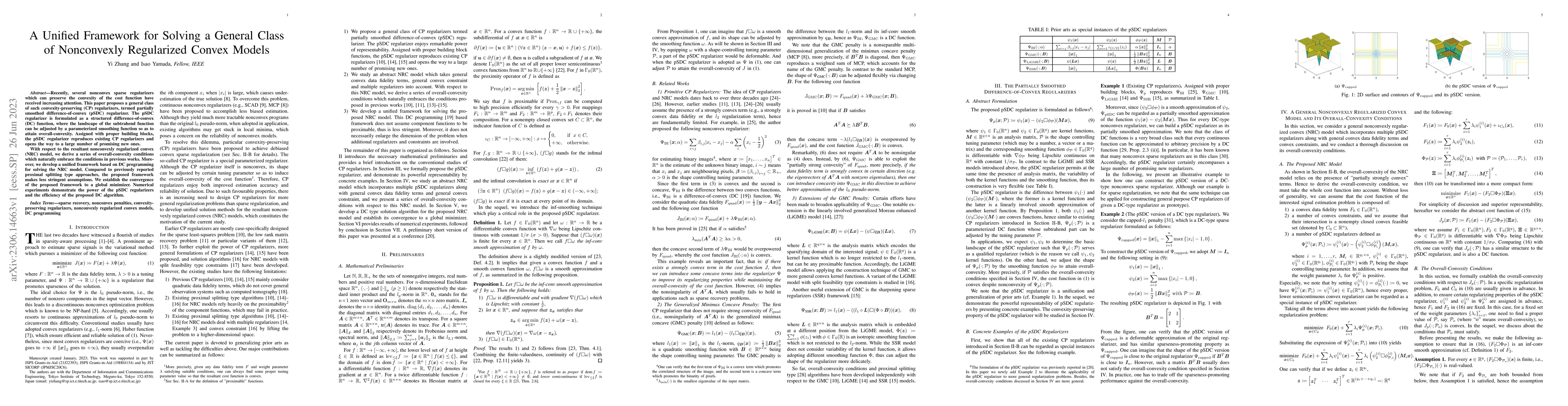 Thumbnail for A Unified Framework for Solving a General Class of Nonconvexly
  Regularized Convex Models