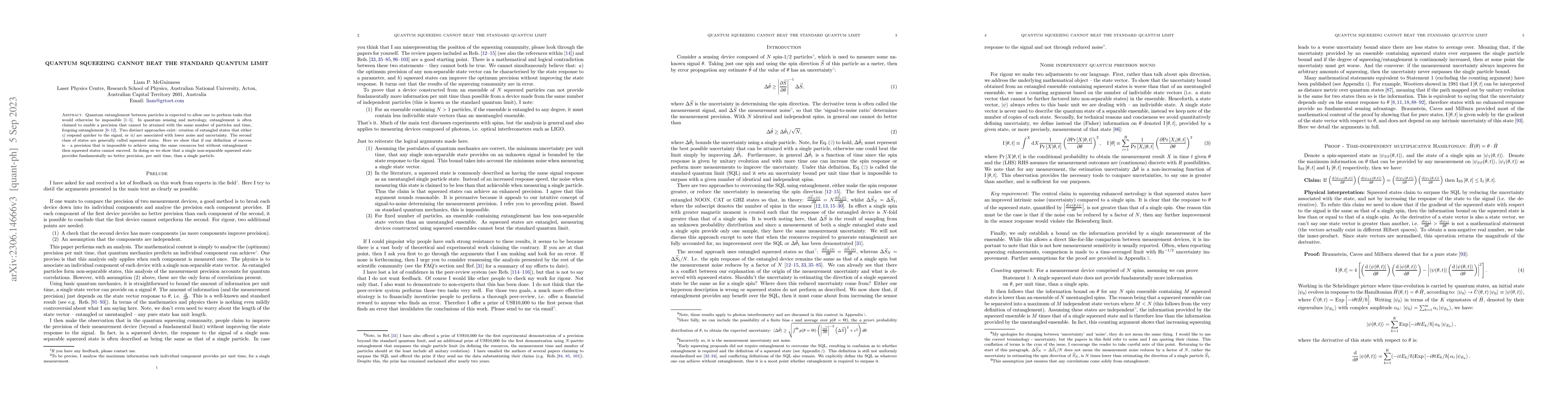 Thumbnail for Quantum squeezing cannot beat the standard quantum limit