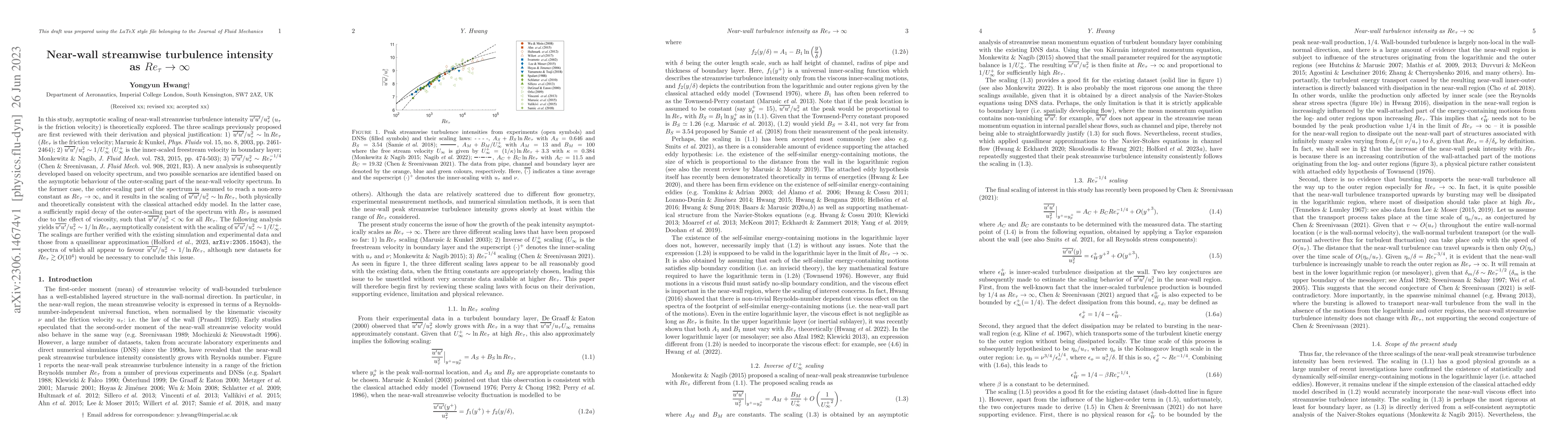 Thumbnail for Near-wall turbulence intensity as $Re_\tau \rightarrow \infty$