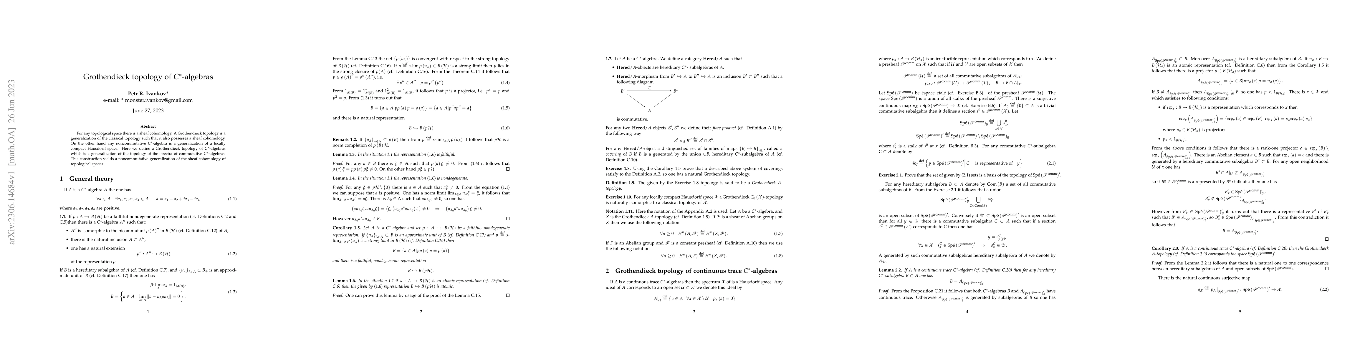 Thumbnail for Grothendieck topology of $C^*$-algebras