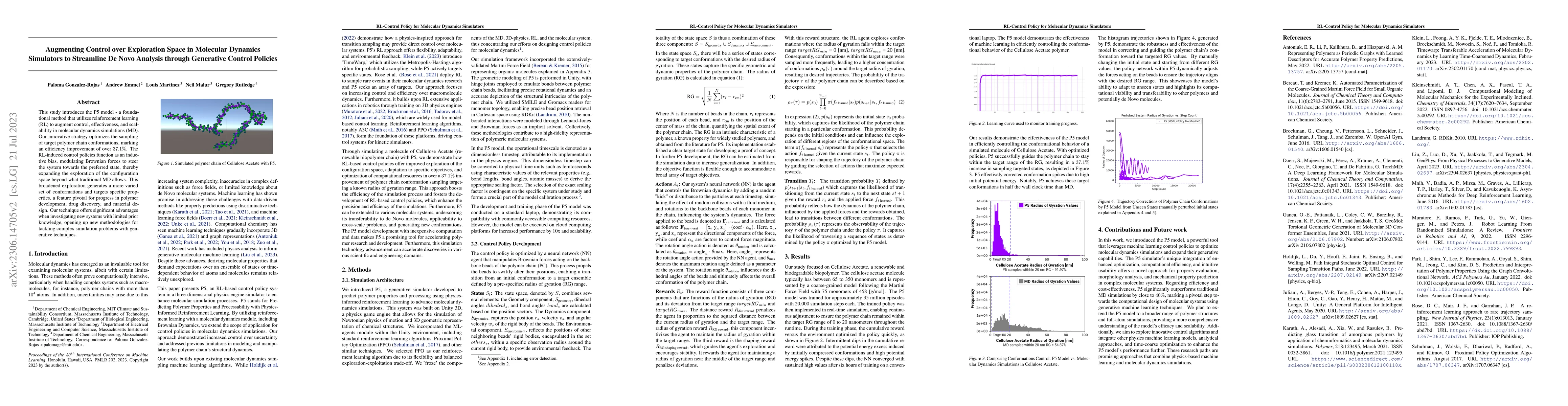 Thumbnail for Augmenting Control over Exploration Space in Molecular Dynamics
  Simulators to Streamline De Novo Analysis through Generative Control Policies