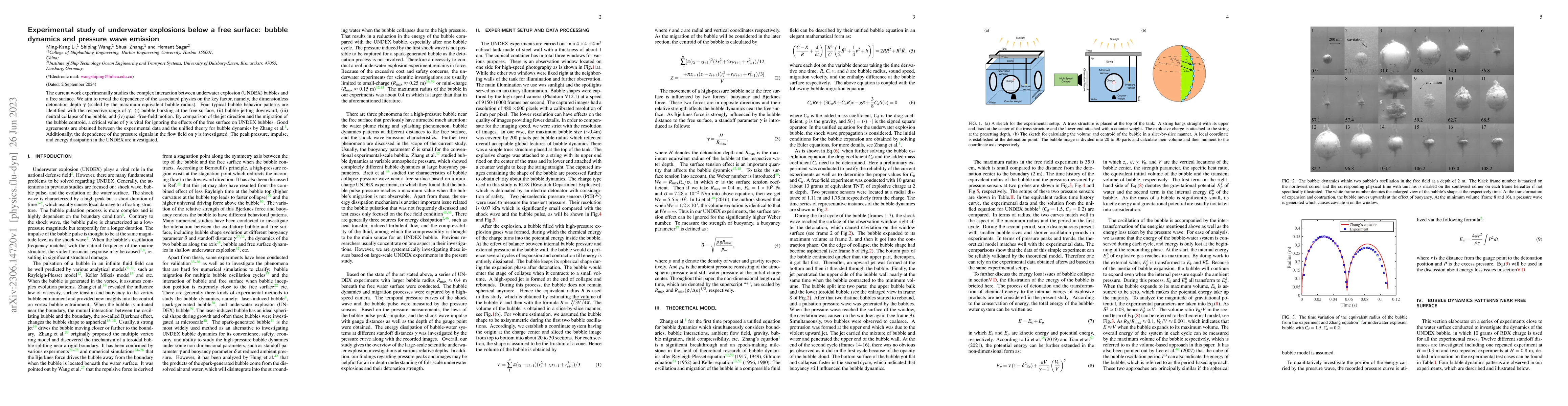 Thumbnail for Experimental study of underwater explosions below a free surface: bubble
  dynamics and pressure wave emission