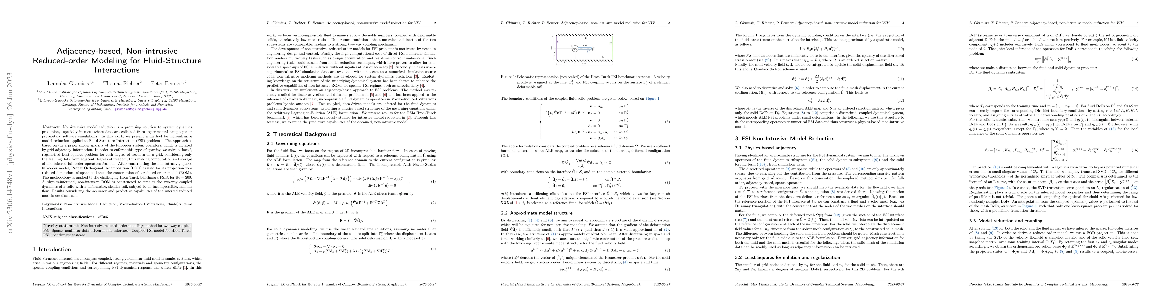 Thumbnail for Adjacency-based, Non-intrusive Reduced-order Modeling for
  Fluid-Structure Interactions