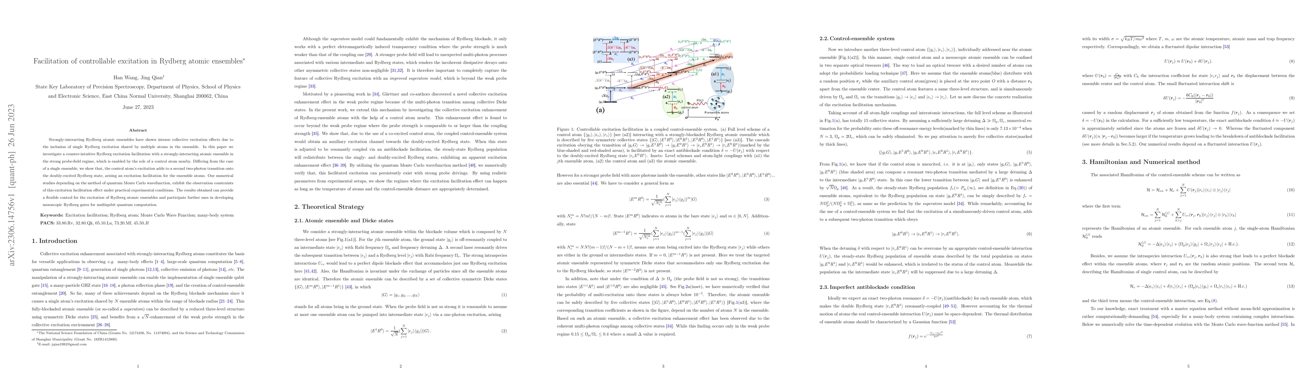 Thumbnail for Facilitation of controllable excitation in Rydberg atomic ensembles