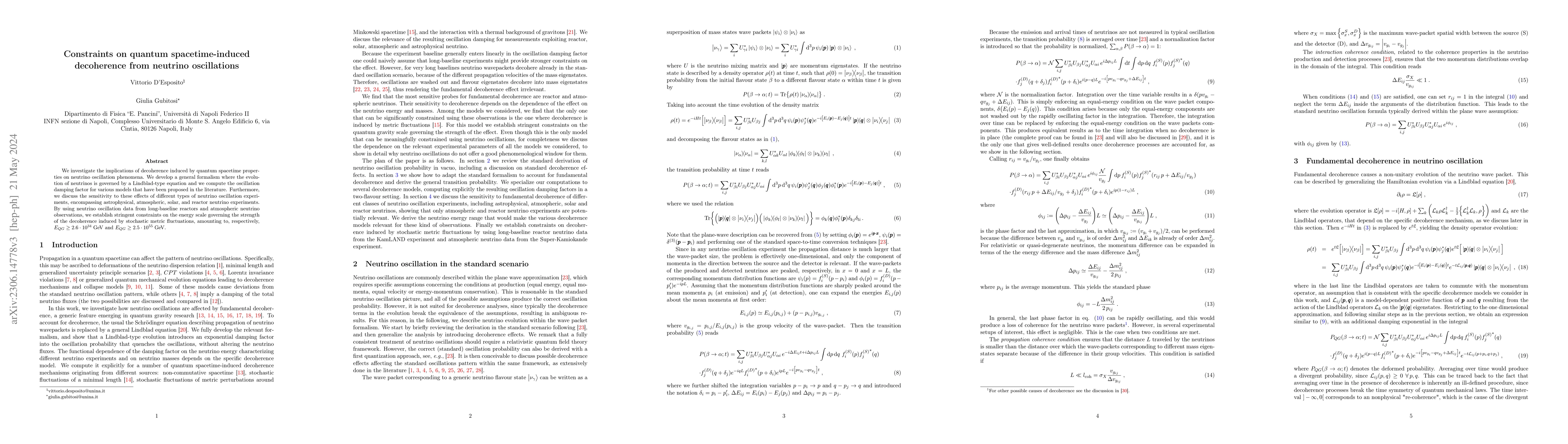 Thumbnail for Constraints on quantum spacetime-induced decoherence from neutrino
  oscillations