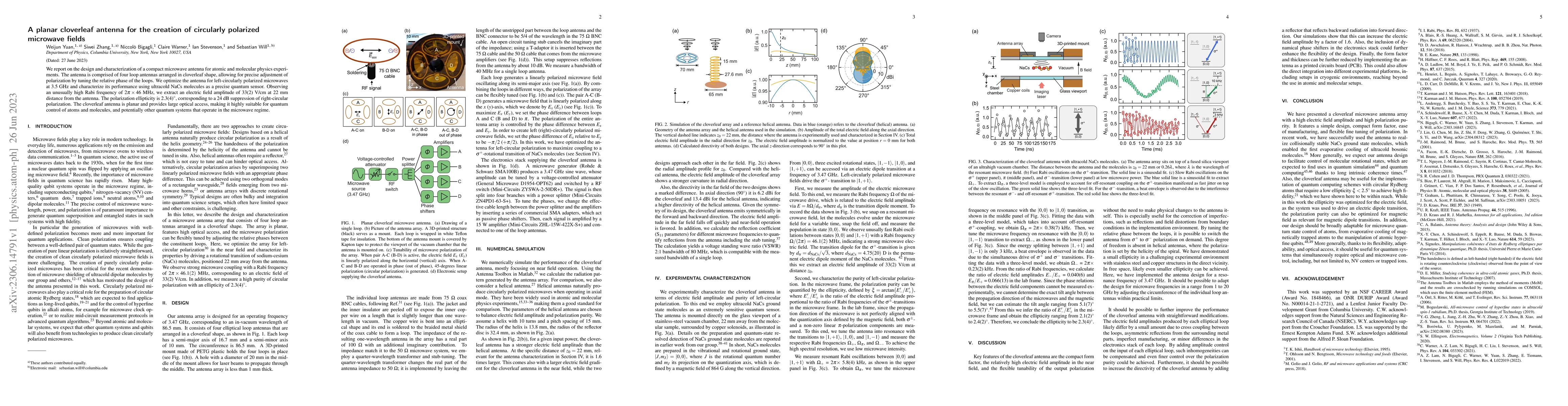 Thumbnail for A planar cloverleaf antenna for the creation of circularly polarized
  microwave fields