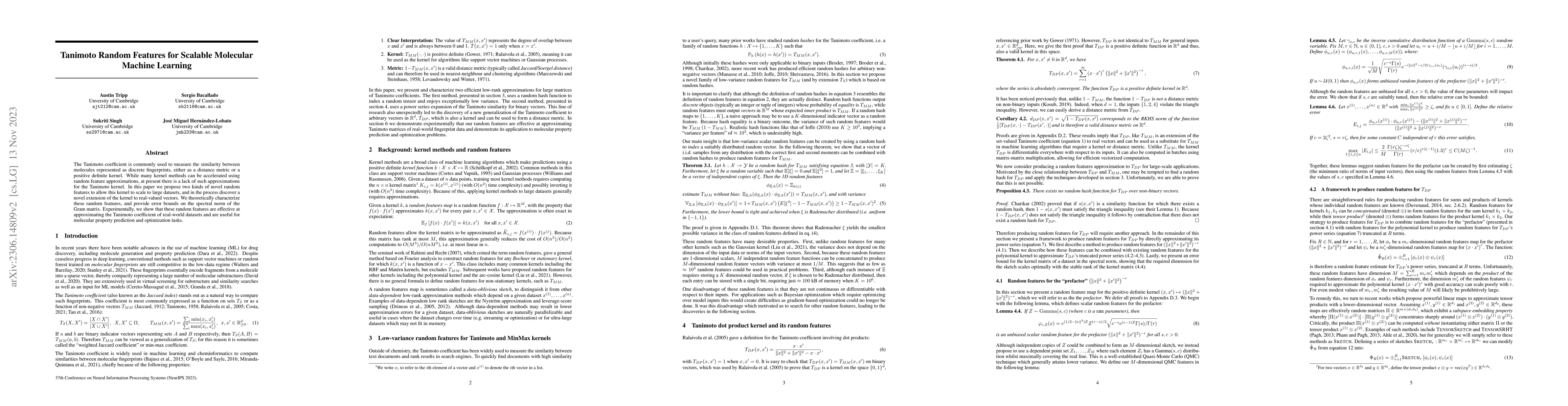 Thumbnail for Tanimoto Random Features for Scalable Molecular Machine Learning