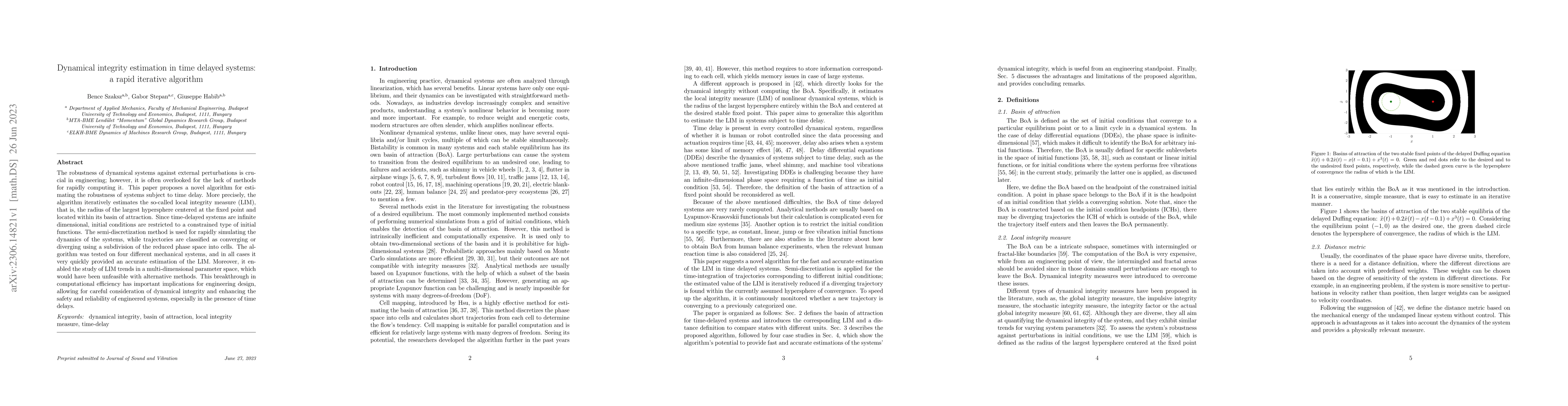 Thumbnail for Dynamical integrity estimation in time delayed systems: a rapid
  iterative algorithm