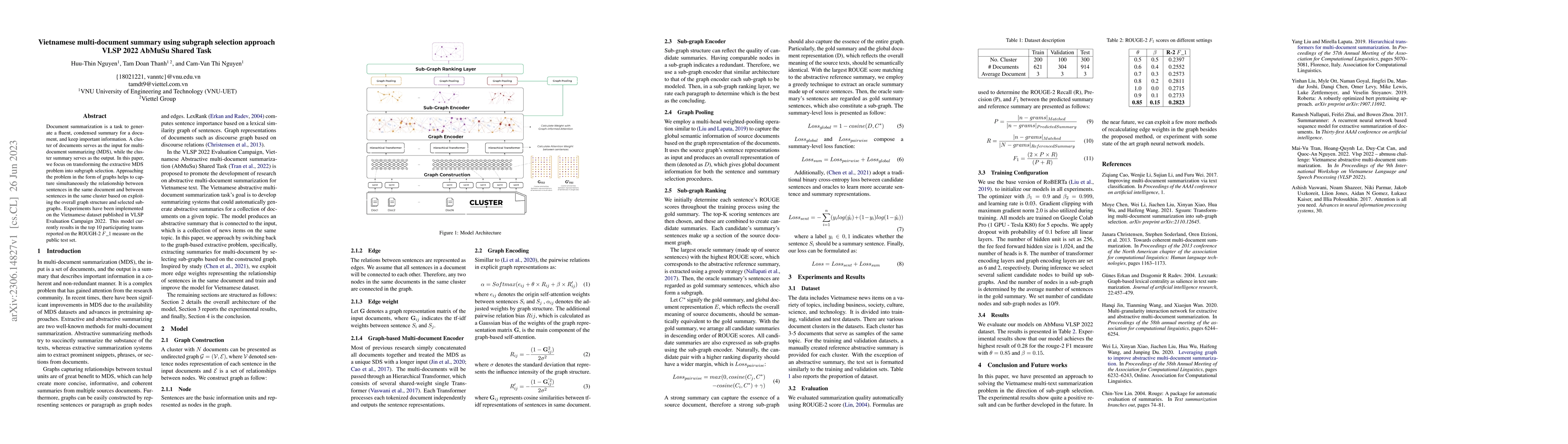 Thumbnail for Vietnamese multi-document summary using subgraph selection approach --
  VLSP 2022 AbMuSu Shared Task