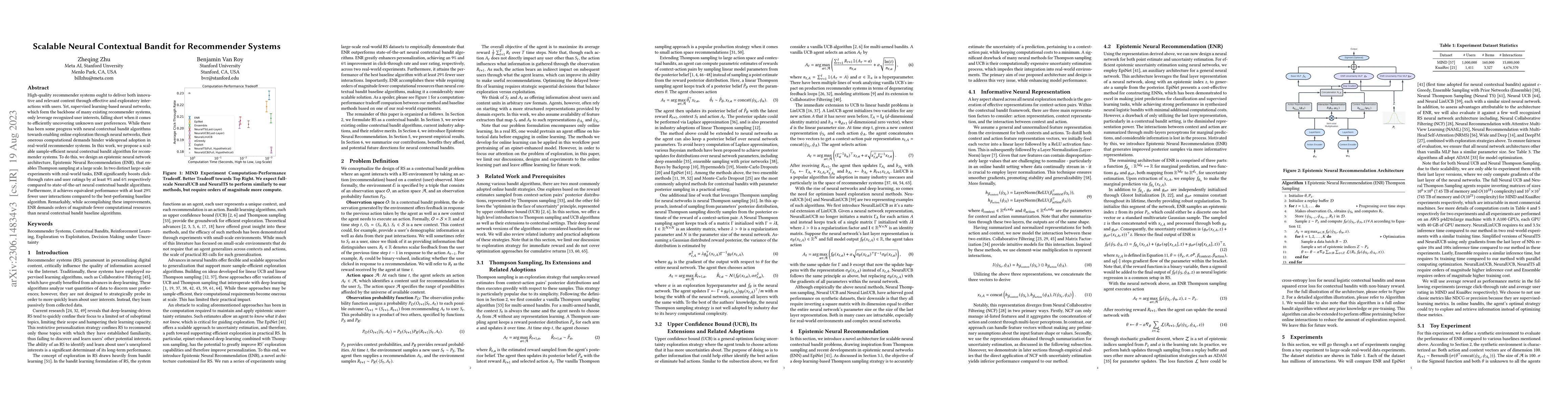 Thumbnail for Scalable Neural Contextual Bandit for Recommender Systems
