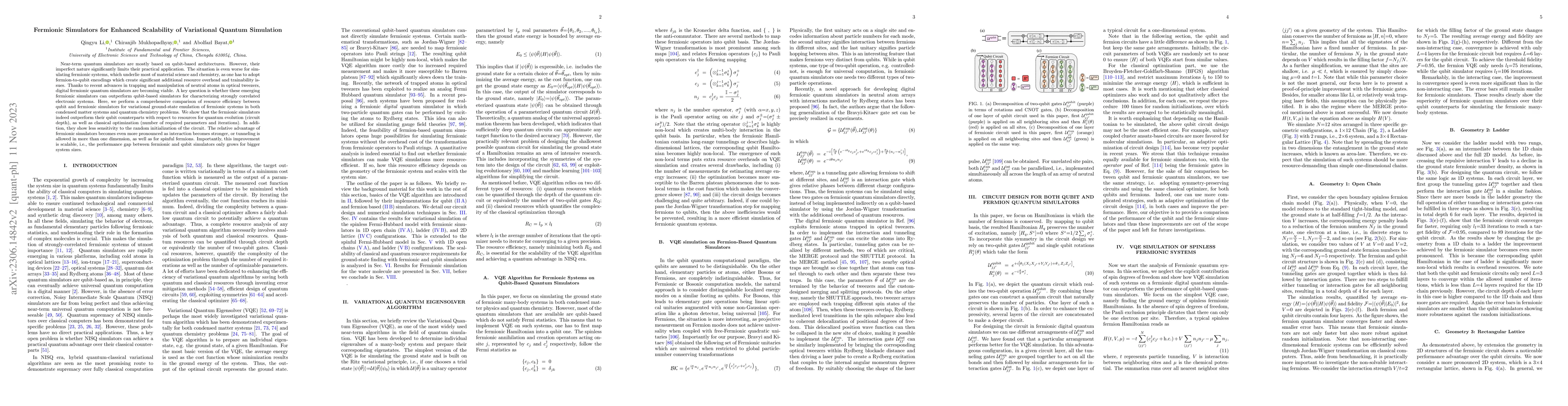 Thumbnail for Fermionic Simulators for Enhanced Scalability of Variational Quantum
  Simulation