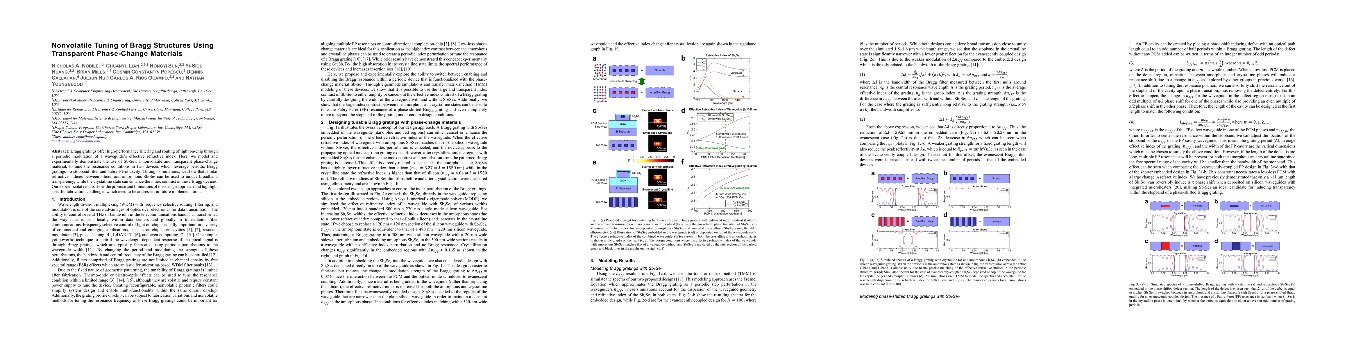 Thumbnail for Nonvolatile Tuning of Bragg Structures Using Transparent Phase-Change
  Materials