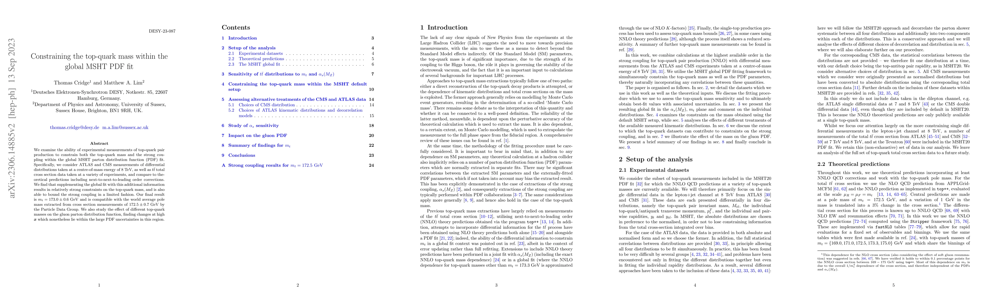 Thumbnail for Constraining the top-quark mass within the global MSHT PDF fit