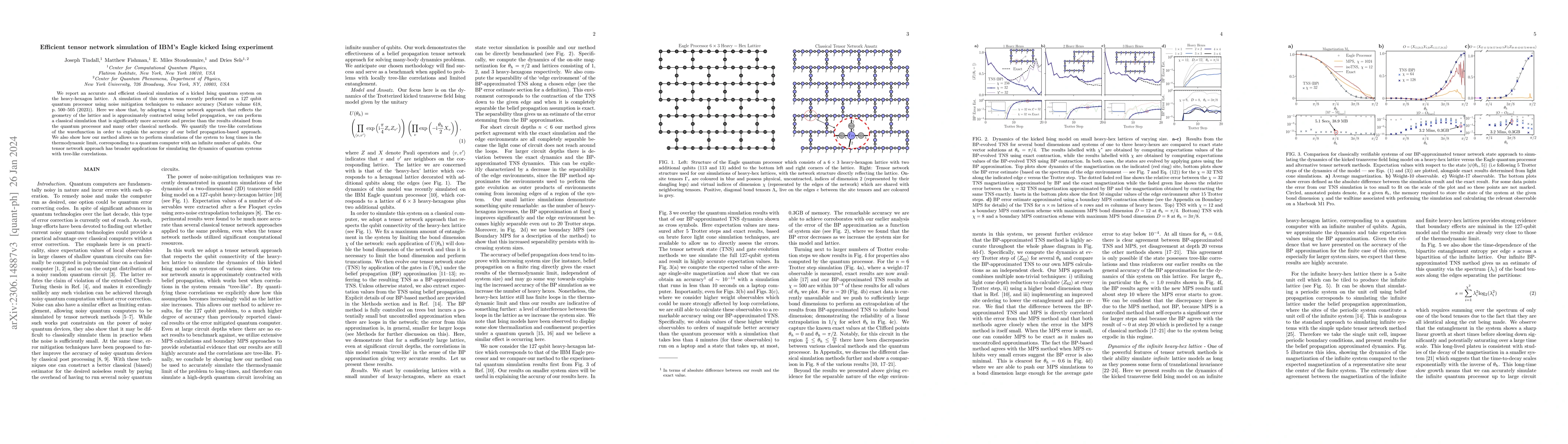 Thumbnail for Efficient tensor network simulation of IBM's Eagle kicked Ising
  experiment