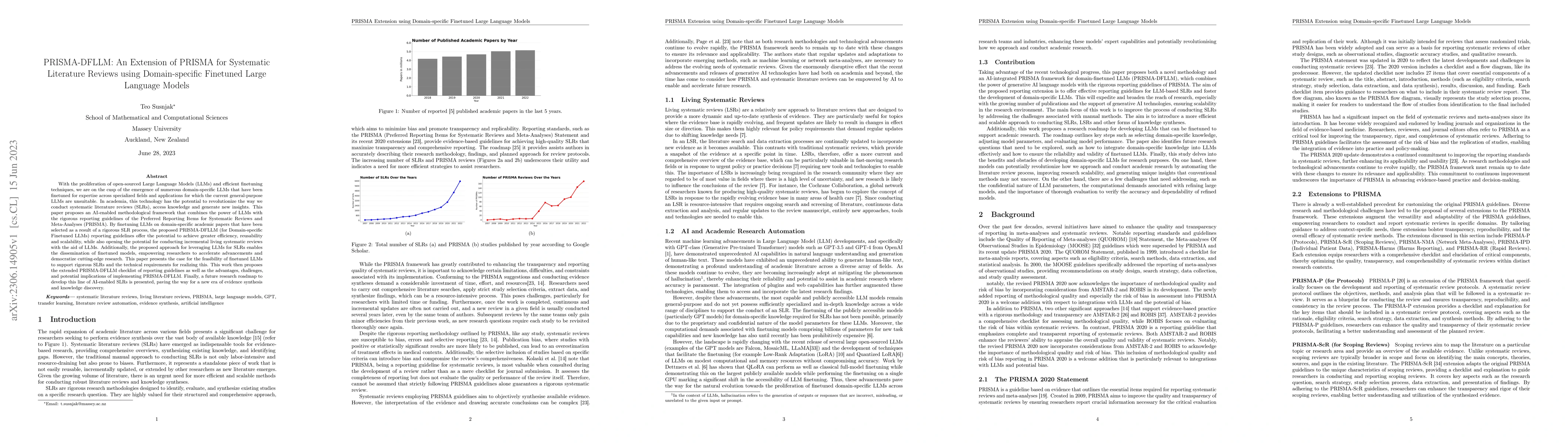 Thumbnail for PRISMA-DFLLM: An Extension of PRISMA for Systematic Literature Reviews
  using Domain-specific Finetuned Large Language Models