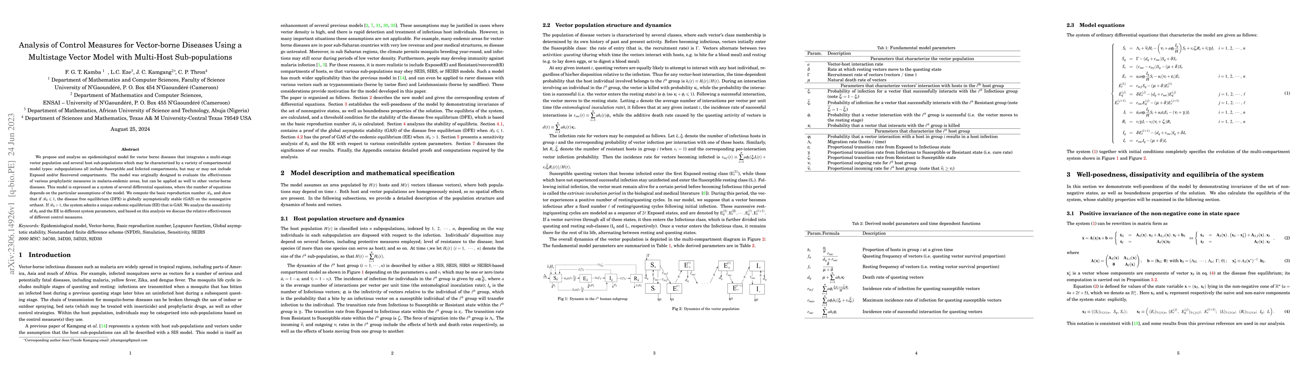 Thumbnail for Analysis of Control Measures for Vector-borne Diseases Using a
  Multistage Vector Model with Multi-Host Sub-populations