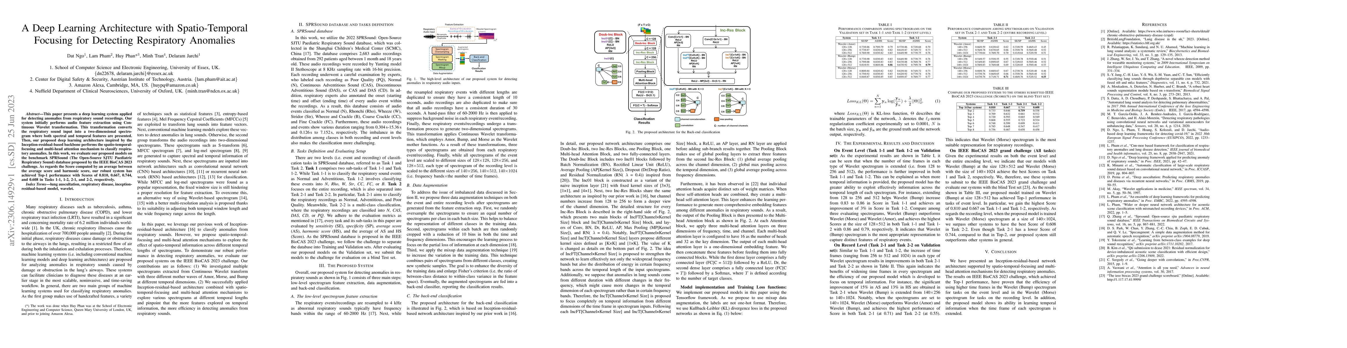 Thumbnail for A Deep Learning Architecture with Spatio-Temporal Focusing for Detecting
  Respiratory Anomalies