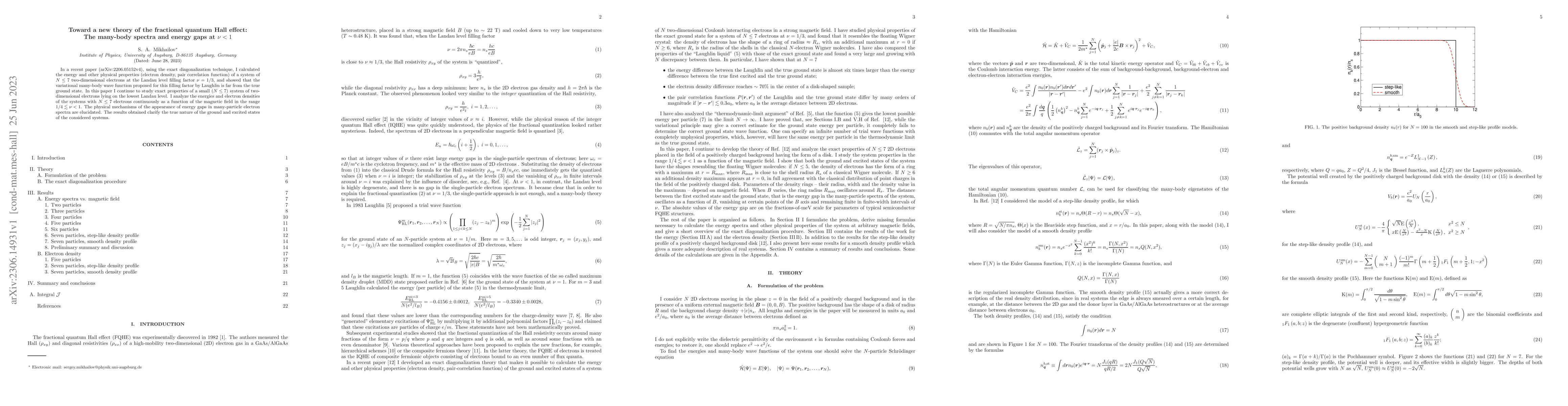 Thumbnail for Toward a new theory of the fractional quantum Hall effect: The many-body
  spectra and energy gaps at $\nu<1$