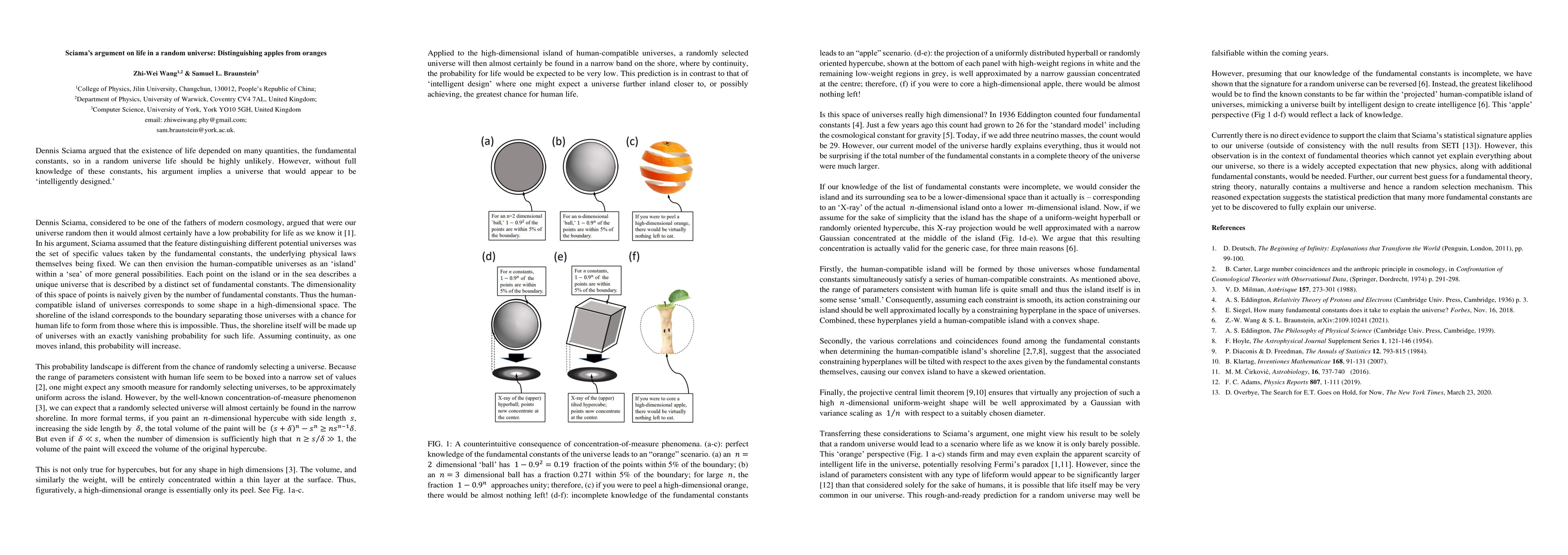 Thumbnail for Sciama's argument on life in a random universe: Distinguishing apples
  from oranges