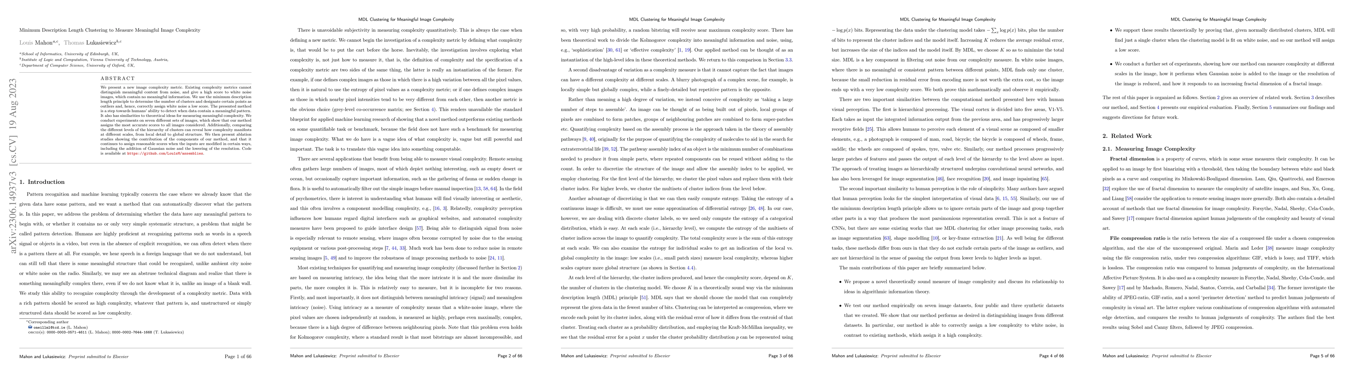 Thumbnail for Minimum Description Length Clustering to Measure Meaningful Image
  Complexity