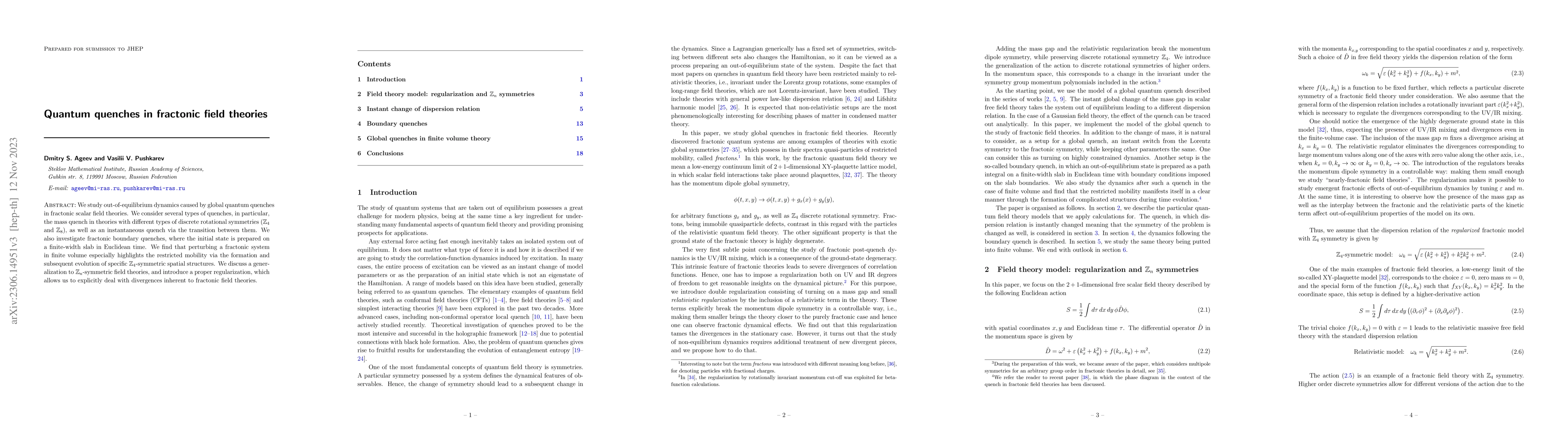 Thumbnail for Quantum quenches in fractonic field theories