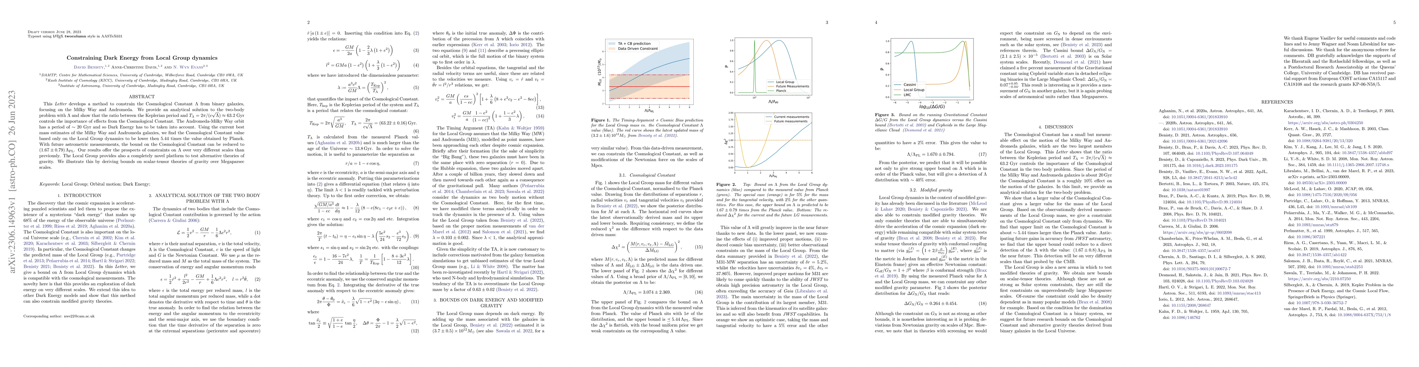 Thumbnail for Constraining Dark Energy from Local Group dynamics
