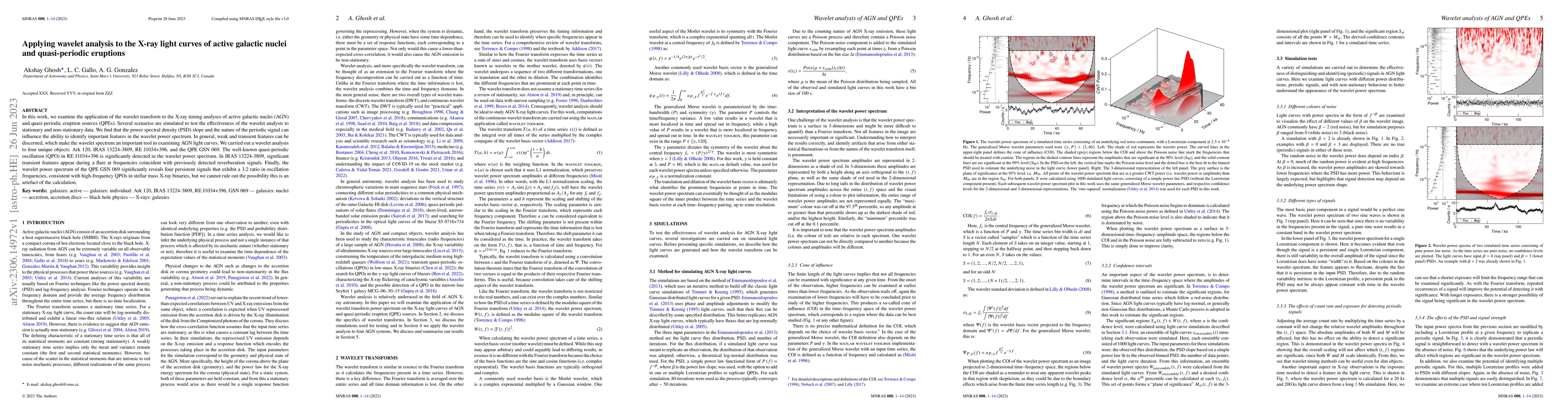 Thumbnail for Applying wavelet analysis to the X-ray light curves of active galactic
  nuclei and quasi-periodic eruptions