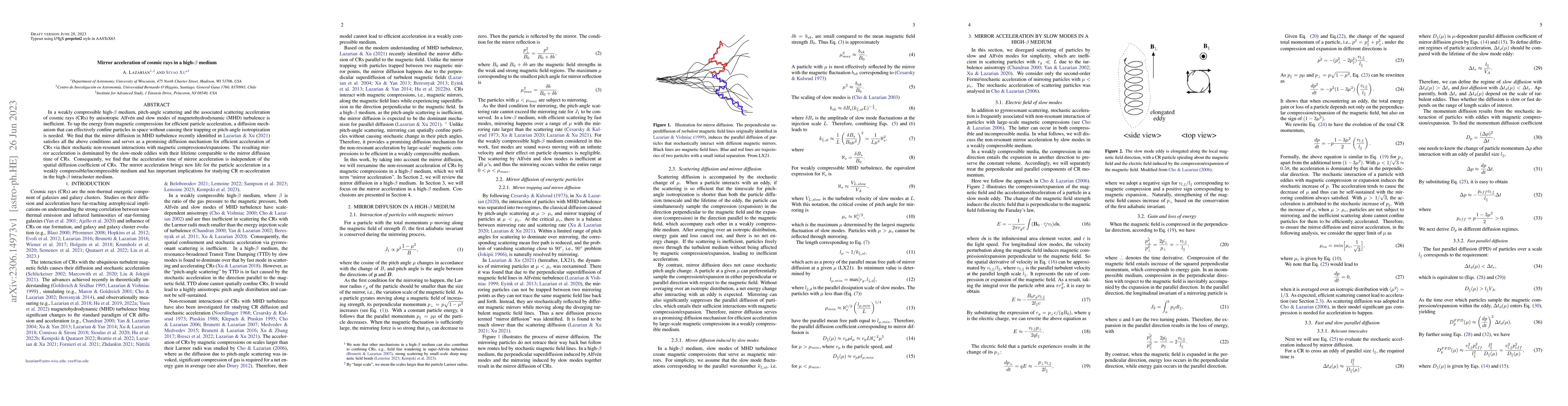 Thumbnail for Mirror acceleration of cosmic rays in a high-$\beta$ medium
