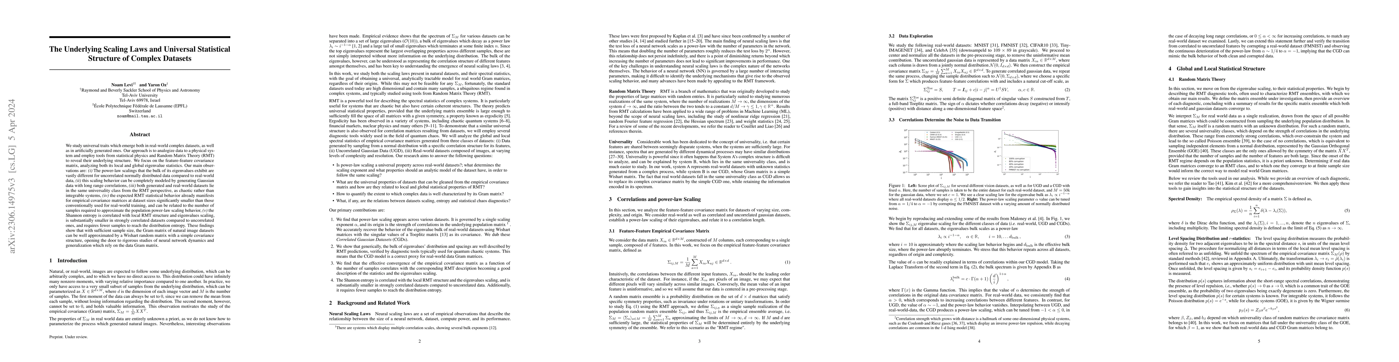 Thumbnail for The Underlying Scaling Laws and Universal Statistical Structure of
  Complex Datasets