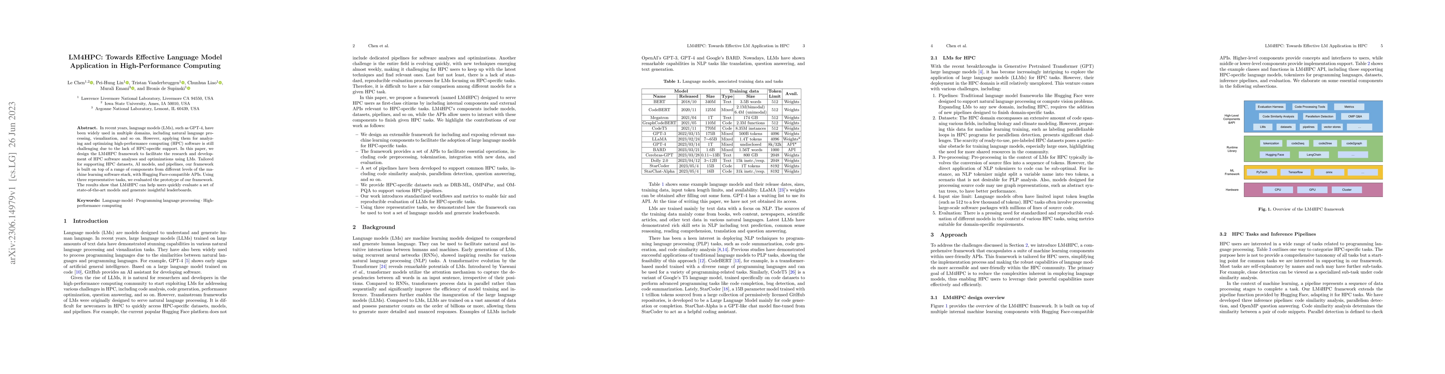 Thumbnail for LM4HPC: Towards Effective Language Model Application in High-Performance
  Computing
