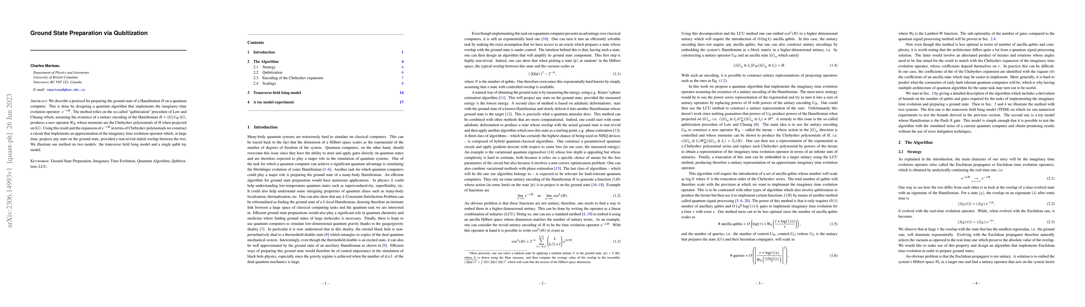 Thumbnail for Ground State Preparation via Qubitization