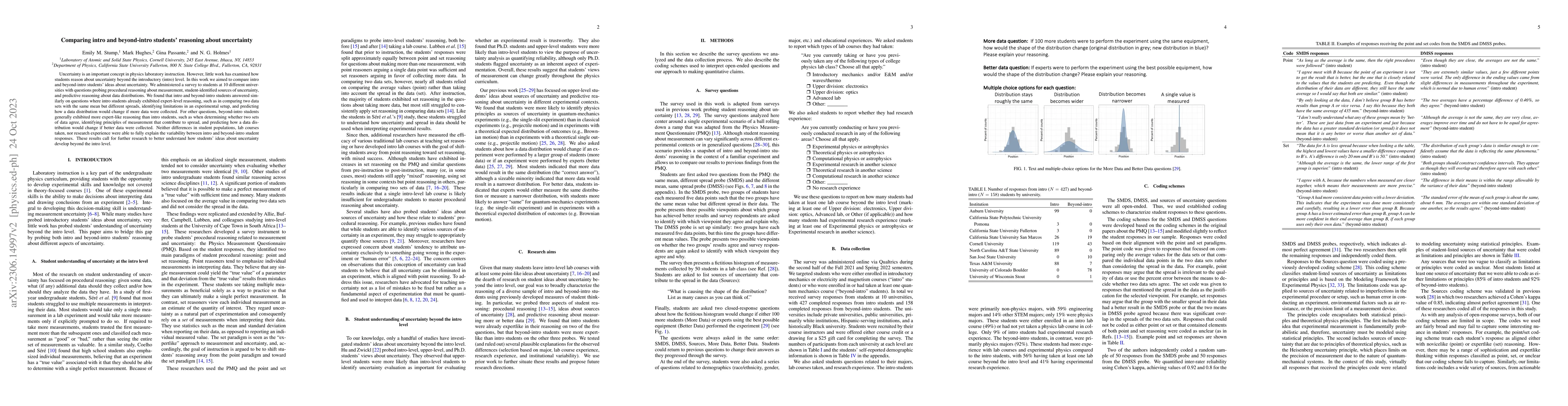 Thumbnail for Comparing introductory and beyond-introductory students' reasoning about
  uncertainty