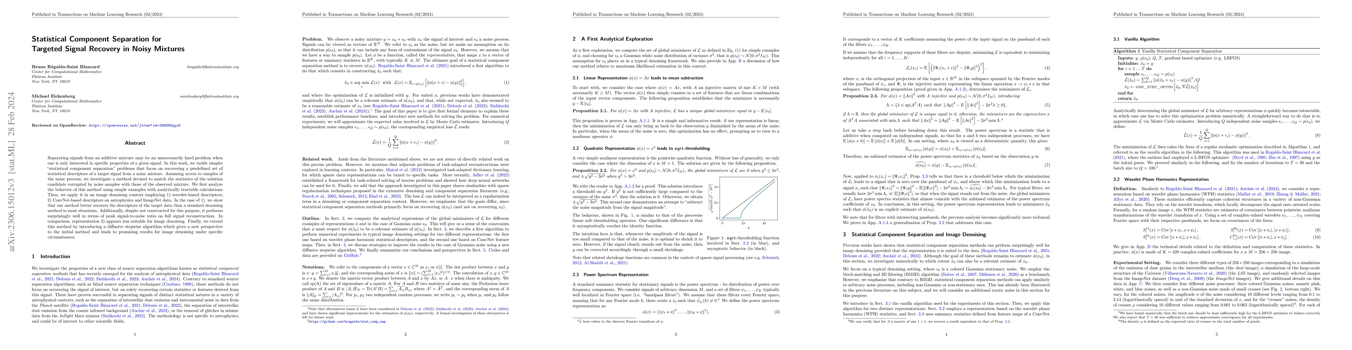 Thumbnail for Statistical Component Separation for Targeted Signal Recovery in Noisy
  Mixtures