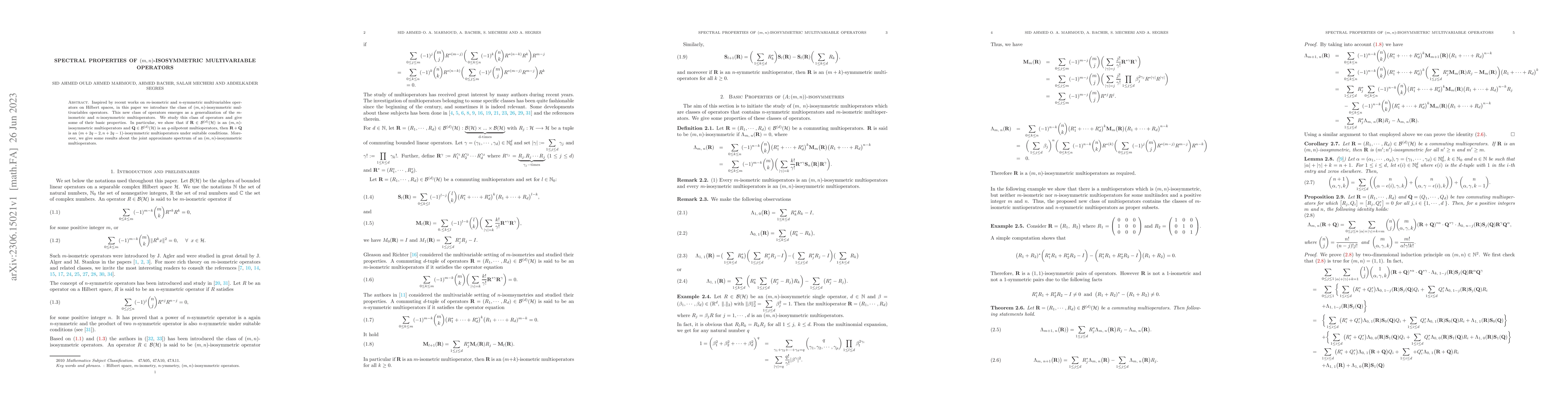Thumbnail for Spectral properties of (m;n)-isosymmetric multivariable operators