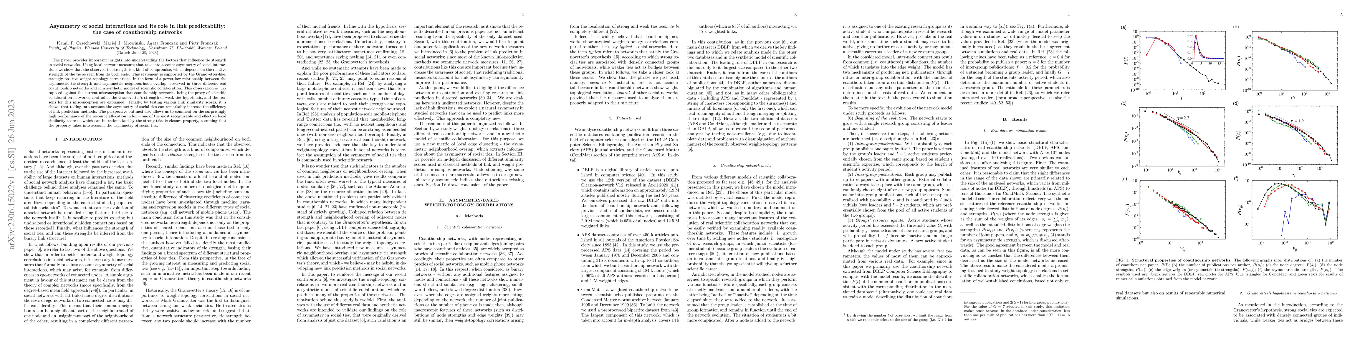 Thumbnail for Asymmetry of social interactions and its role in link predictability:
  the case of coauthorship networks
