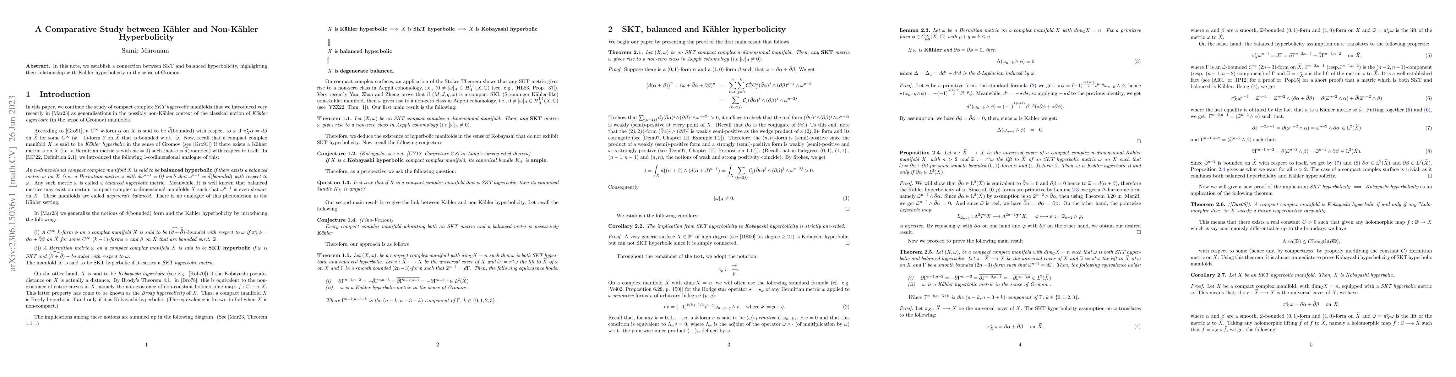 Thumbnail for A Comparative Study between K\"ahler and Non-K\"ahler Hyperbolicity