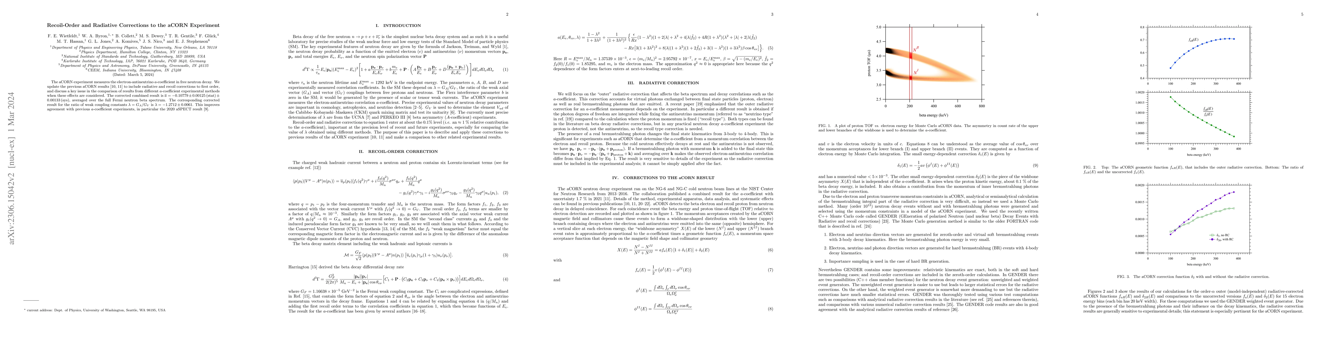 Thumbnail for Recoil-Order and Radiative Corrections to the aCORN Experiment