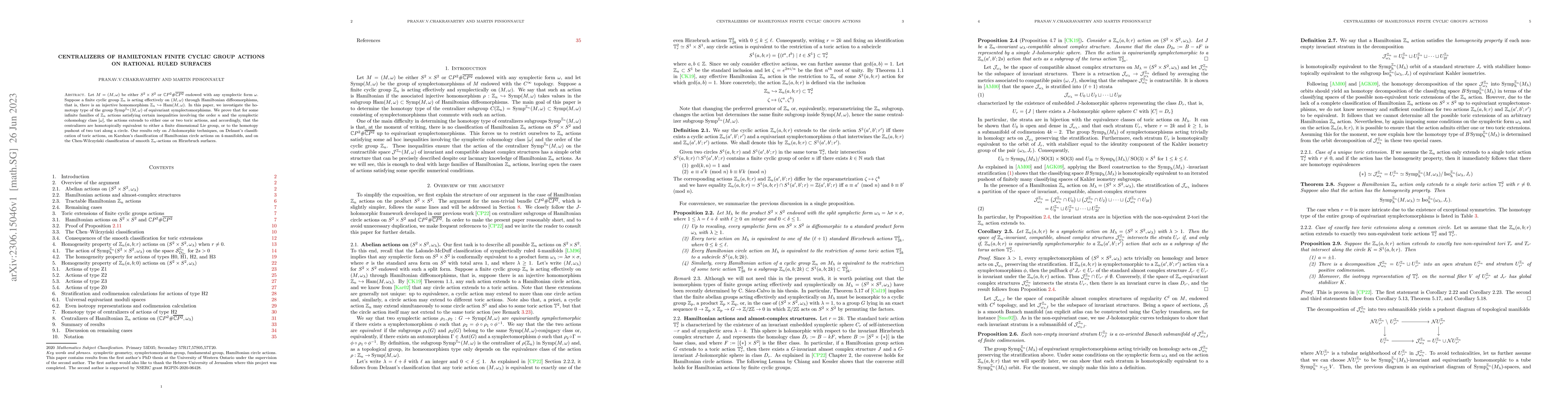 Thumbnail for Centralizers of Hamiltonian finite cyclic group actions on rational
  ruled surfaces