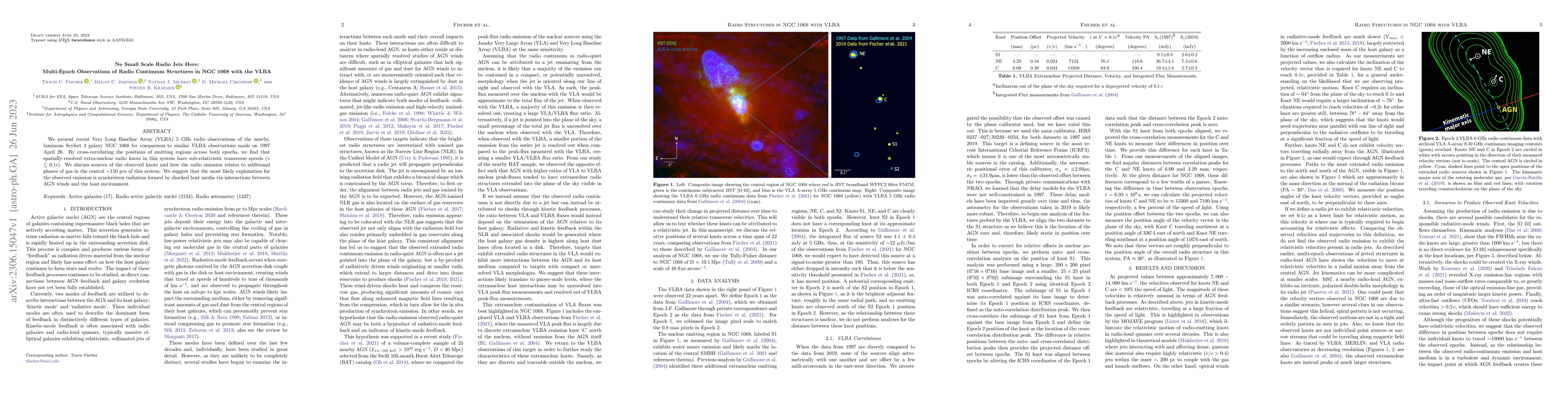 Thumbnail for No Small Scale Radio Jets Here: Multi-Epoch Observations of Radio
  Continuum Structures in NGC 1068 with the VLBA