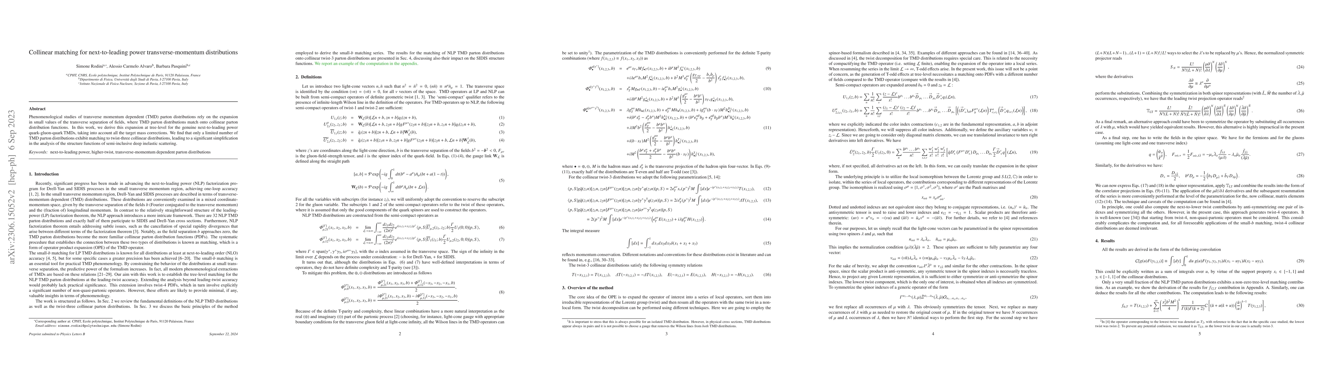 Thumbnail for Collinear matching for next-to-leading power transverse-momentum
  distributions
