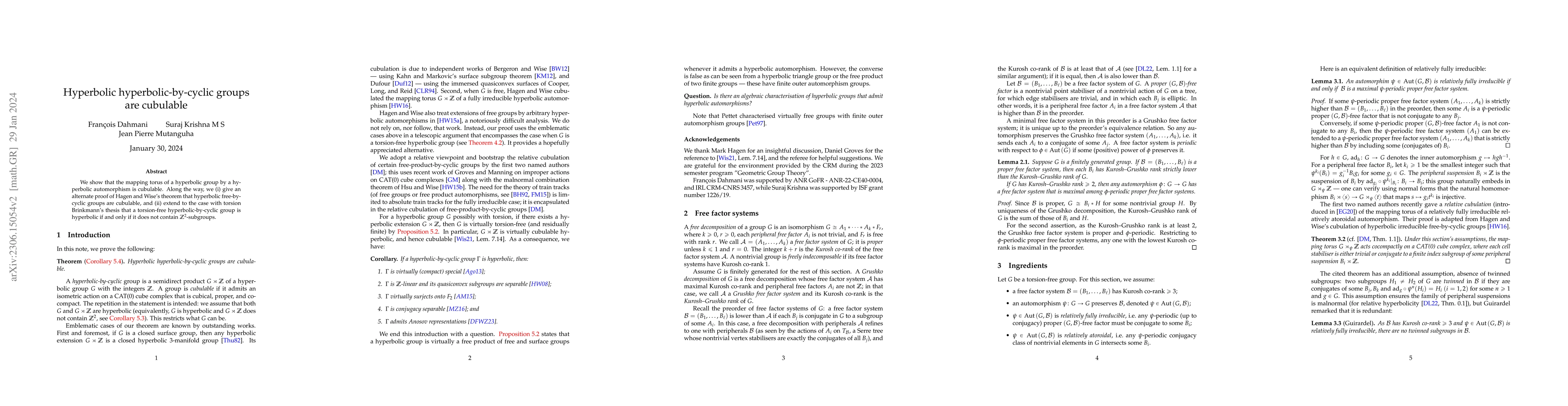 Thumbnail for Hyperbolic hyperbolic-by-cyclic groups are cubulable