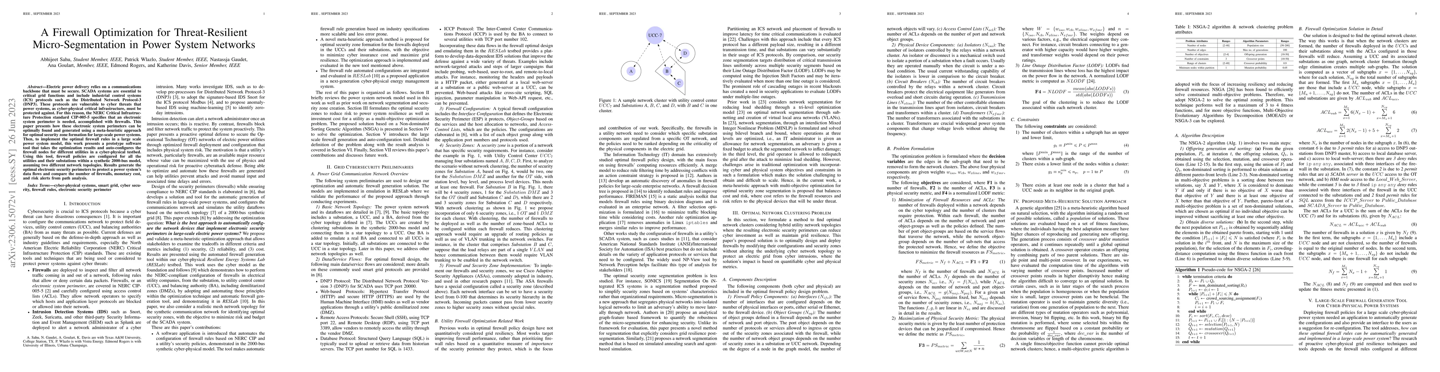 Thumbnail for A Firewall Optimization for Threat-Resilient Micro-Segmentation in Power
  System Networks