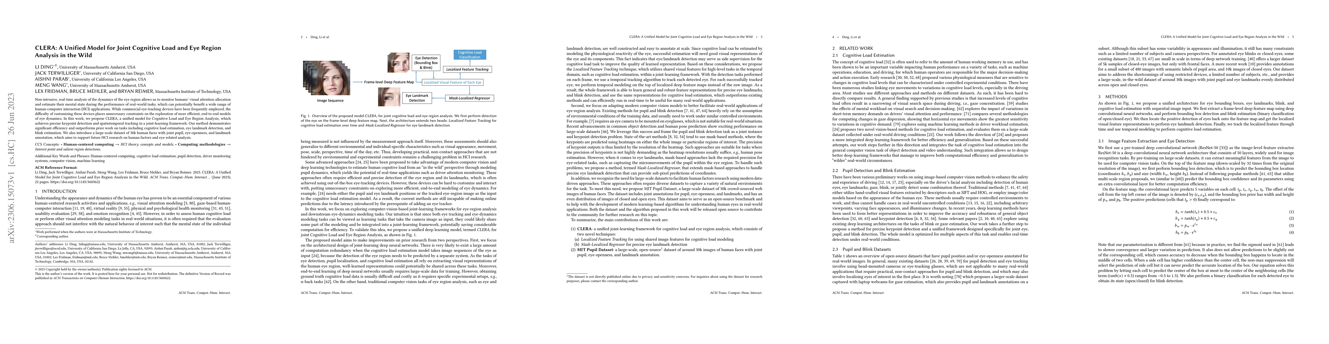 Thumbnail for CLERA: A Unified Model for Joint Cognitive Load and Eye Region Analysis
  in the Wild