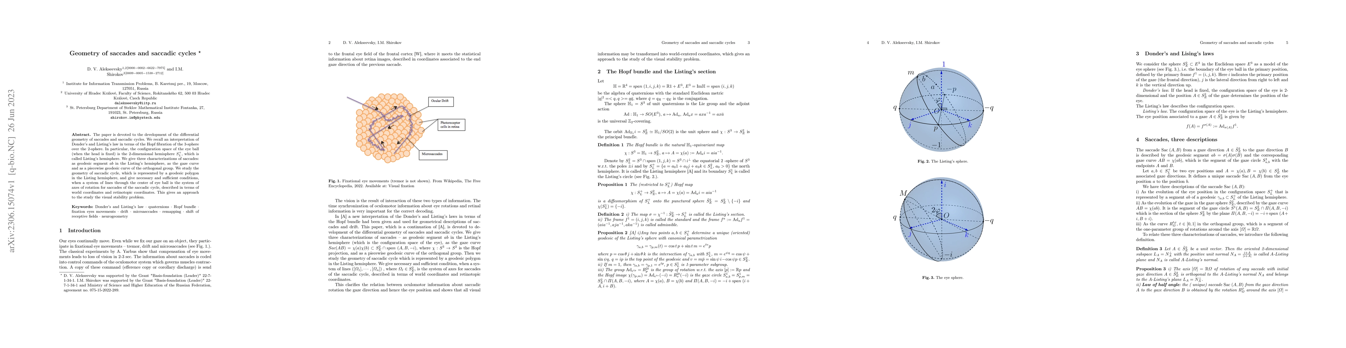 Thumbnail for Geometry of saccades and saccadic cycles