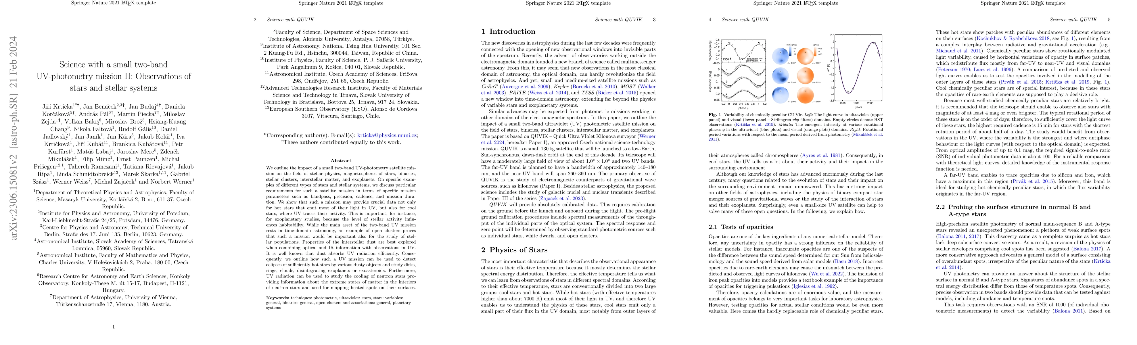 Thumbnail for Science with a small two-band UV-photometry mission II: Observations of
  stars and stellar systems