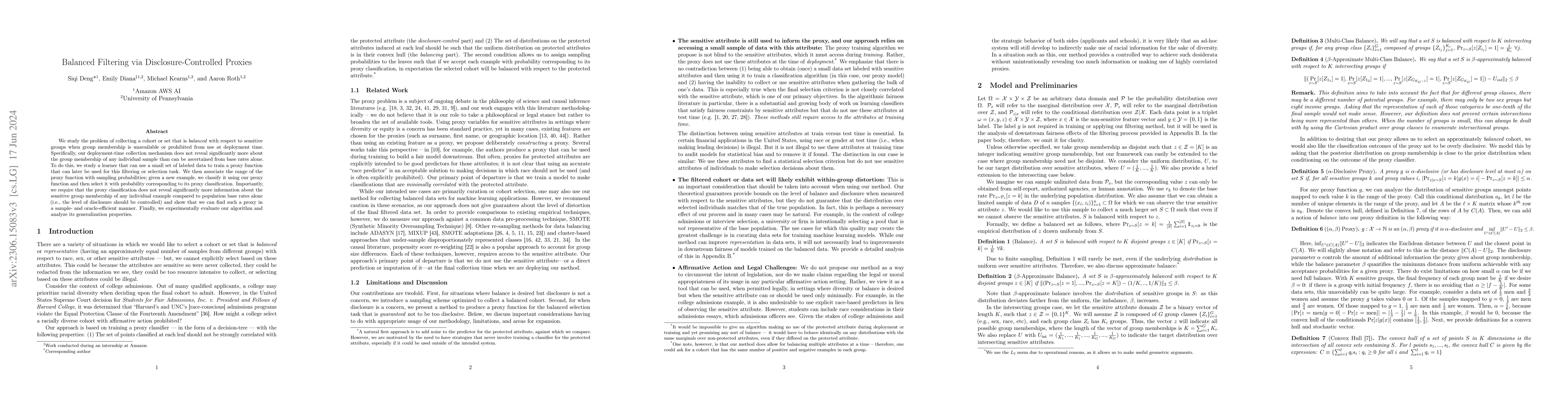 Thumbnail for Balanced Filtering via Disclosure-Controlled Proxies
