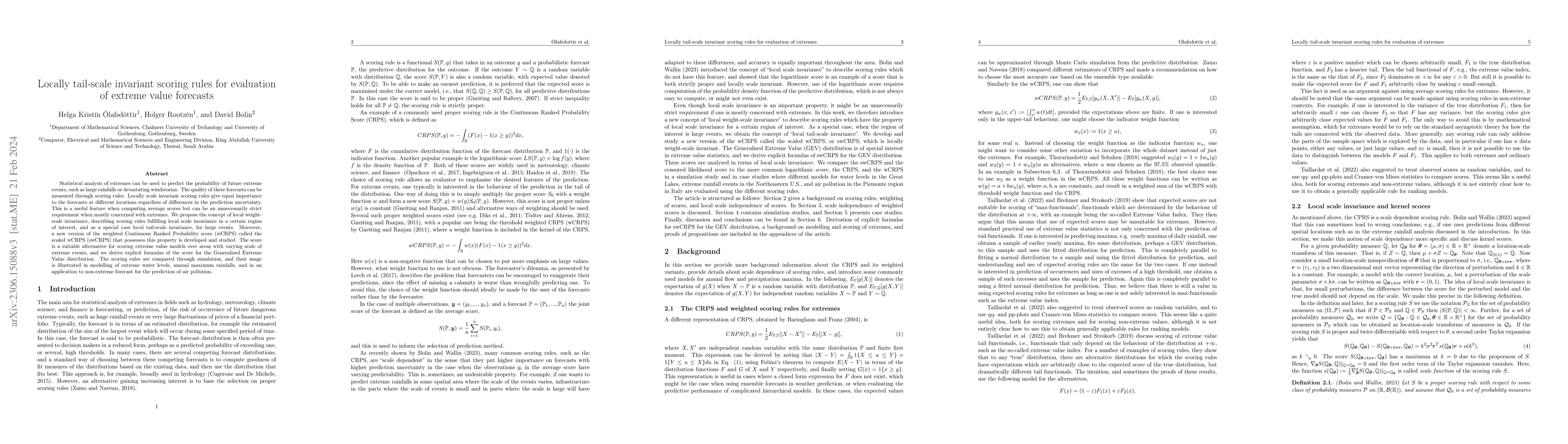 Thumbnail for Locally tail-scale invariant scoring rules for evaluation of extreme
  value forecasts